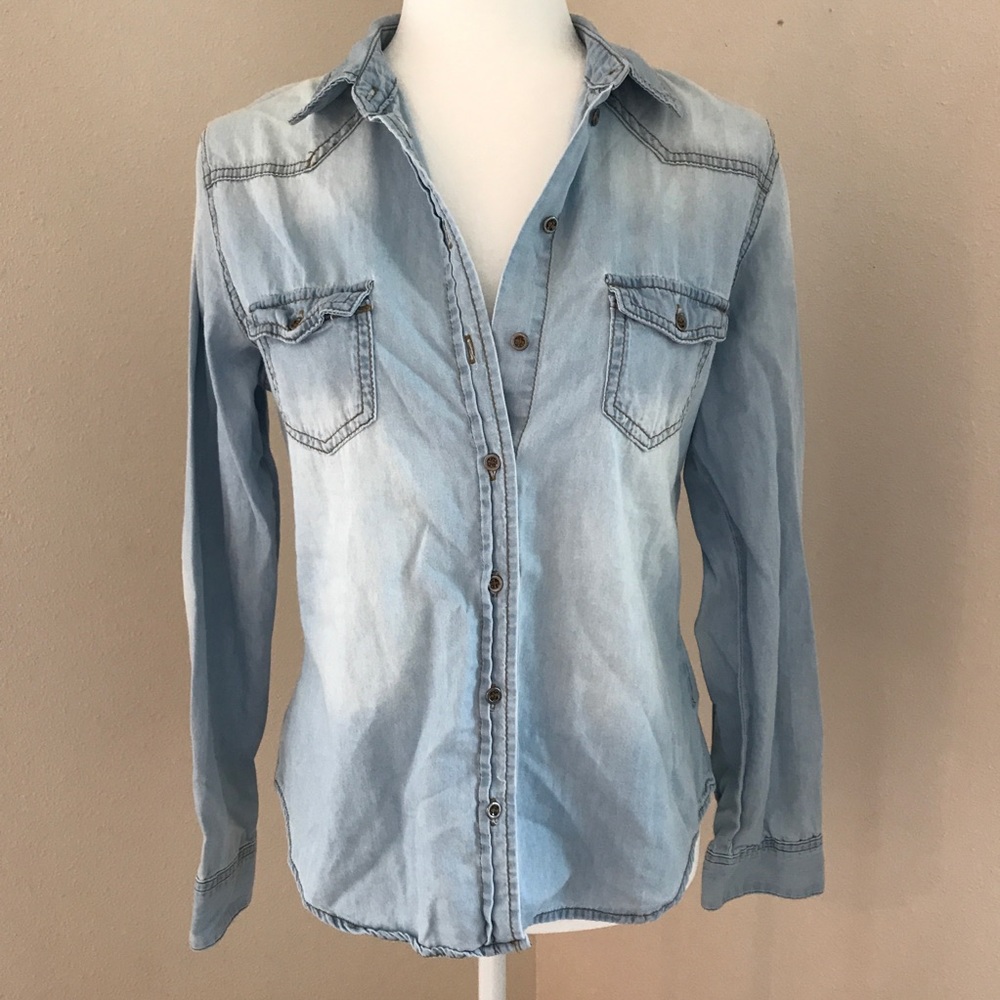 April Jeans Button Down Denim Jean Shirt